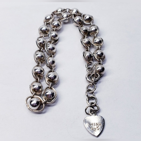 Sterling Silver Captive Beaded Anklet 10" Long. - Picture 3 of 4